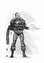 Load image into Gallery viewer, Black and white portrait as a character - Man drawn as action man - Black & white portrait - drawings and portraits from your photos - drawking.com - DrawKing