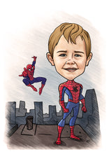 Load image into Gallery viewer, Color drawing as a character - Boy drawn as spriderman - drawings and portraits from your photos - - drawking.com - DrawKing
