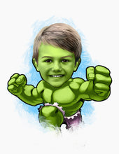 Load image into Gallery viewer, Colour drawing as a character - Boy as Hulk - drawings and portraits from your photos - - drawking.com - DrawKing