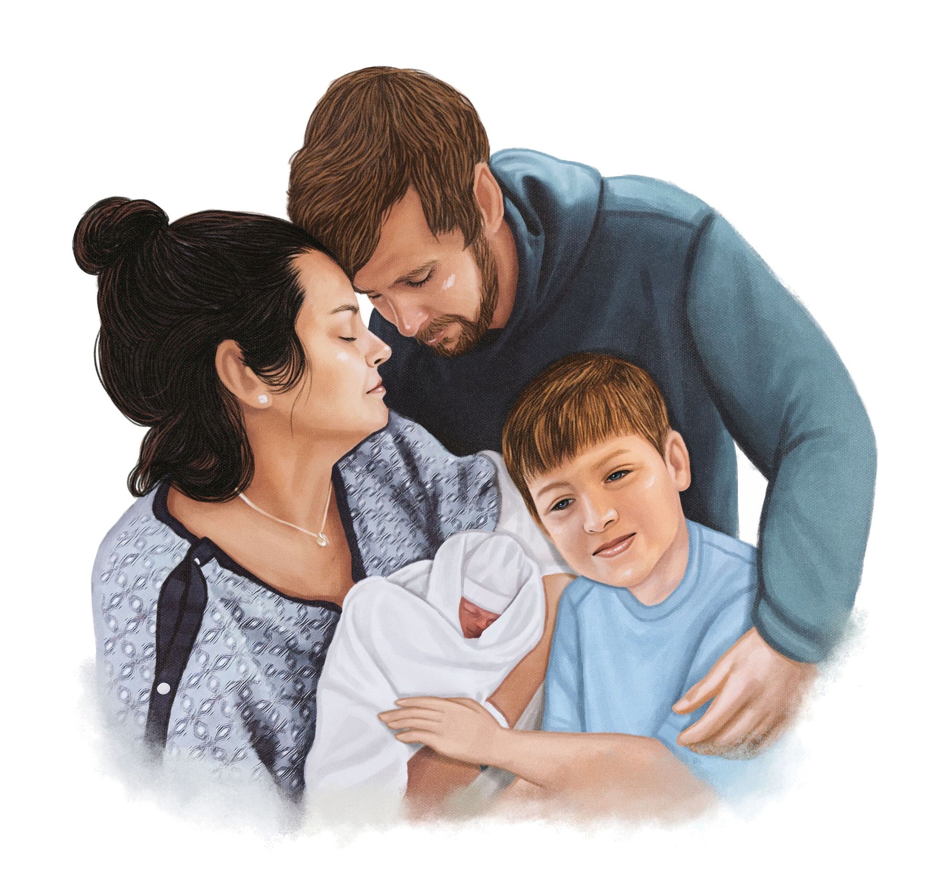 Color portrait  - Sentimental family drawing - colour portrait - drawings and portraits from your photos - drawking.com - DrawKing