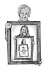Load image into Gallery viewer, Black &amp; White "frame within frame" generations portrait
